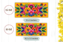 Floral Mug Template, Colorful Flowers Mug, Neon Flowers PNG Product Image 2