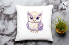 Cute Lavender Owl Watercolor Clipart Sublimation PNG Product Image 2