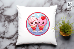 Cute Cupcake Couple Love Illustration Clipart PNG Product Image 2