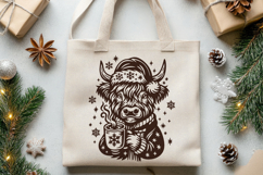 Christmas Highland Cow SVG | Cozy Cow with Hot Cocoa Product Image 3