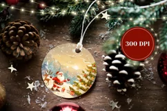 Santa Claus Round Ornament, Winter Village Round Ornament Product Image 2