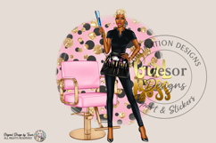 Girl Boss Hairstylist PNG Black Woman Salon Sublimation PNG Product Image 1