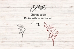 Hand Drawn Peonies Bouquet SVG Product Image 2