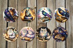 Mystic cat &amp; crow | gothic round earring Sublimation designs Product Image 2