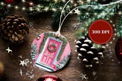 Christmas Door Ornament, Watercolor Winter Ornament Design Product Image 2