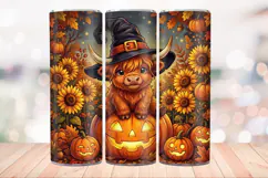 Witch Highland Cow 20 OZ Skinny Tumbler Wrap Sublimation PNG Product Image 2