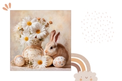 Chamomile Pillow PNG, Cute Easter Bunny Pillow Design Product Image 2