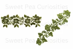 Embroidery, Flowers, Lace, PNG, Clipart, Green Product Image 2