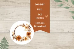 Flowers Round Earrings Design, Floral Wreath PNG Product Image 2