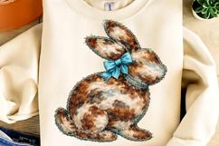 Cow Print Easter Bunny PNG, Bunny Faux Patchwork PNG, Bunny Product Image 2