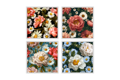 Peony &amp; Daisy Flower Digital Paper | Flower Pattern Product Image 2