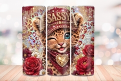 Sassy Leopard 20 OZ Skinny Tumbler Wrap Sublimation Png. Product Image 2