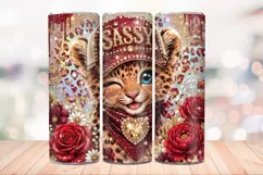 Sassy Leopard 20 OZ Skinny Tumbler Wrap Sublimation Png. Product Image 2