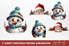 Funny Christmas Peeking Sublimation Product Image 1