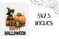 Cartoon Halloween Witch Towel, Halloween Frog Sublimation Product Image 2