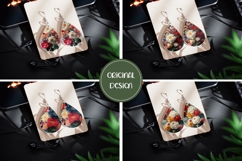 Vintage Flowers Earrings, Floral Teardrop Earring Template Product Image 2