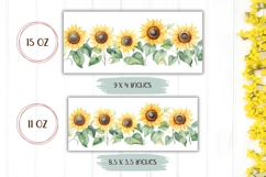 Watercolor Sunflowers Mug Wrap Design, Flowers Mug Design Product Image 2