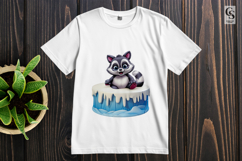 Cute Raccoon On Ice Base Clipart Sublimation PNG Product Image 2