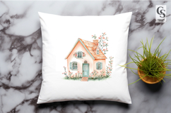 Floral Peach Cottage House Clipart Sublimation PNG Product Image 2