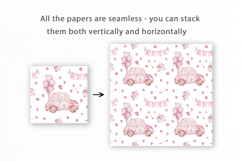 Pink Car with Balloons Seamless Pattern, Valentines paper Product Image 2