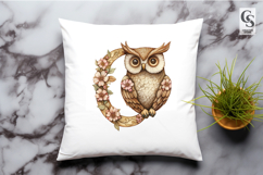 Floral Owl Monogram Letter O Clipart Sublimation PNG Product Image 3