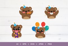 Cute Baby Bear Birthday Party for Sticker Set Design Product Image 2