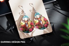 Stained Glass Deer flowers Earring Design Product Image 1