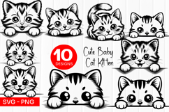 Adorable Kitten Faces Line Art SVG PNG Product Image 1
