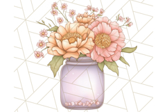 Flowers in Glass Jars PNG, Rustic Floral Watercolor Clipart Product Image 2