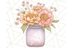 Flowers in Glass Jars PNG, Rustic Floral Watercolor Clipart Product Image 2