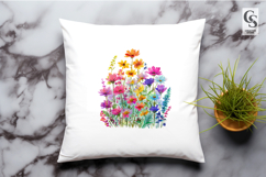 Vibrant Rainbow Watercolor Wildflowers PNG Product Image 3