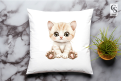 Cute Baby Kitten Watercolor Clipart Sublimation PNG Product Image 3
