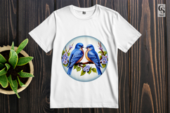 Blue Love Birds Floral Clipart Sublimation PNG Product Image 2