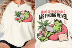 Funny Frog Front Back Shirt PNG, Work From Home Frog Front B Product Image 2