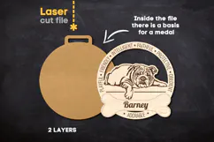 Dog Medal English bulldog SVG laser cut files for Glowforge Product Image 2