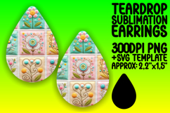 Whimsical Teardrop Earrings Design Art , Patchwork Product Image 1