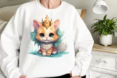 Adorable Cat Mermaid Clipart, Watercolor Clipart Product Image 2