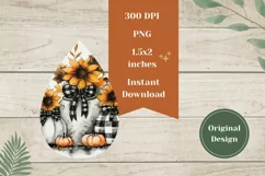 Farm Pumpkins Earrings Design, Sunflowers Earrings Template Product Image 2