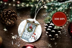Christmas Door Ornament, Watercolor Christmas Sublimation Product Image 2