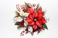 Christmas Flower Bouquet Clipart PNG Product Image 2