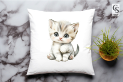 Cute Sleeping Kitten Watercolor Clipart Sublimation PNG Product Image 3