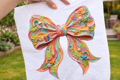 Summer Brushstroke Bow PNG, Floral Coquette Sublimation Product Image 2