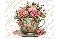 Vintage Floral Teacup Clipart PNG, Blooming Teacups Clip Art Product Image 2