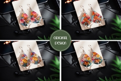 Flowers Earrings Design, Summer Earrings Sublimation PNG Product Image 2