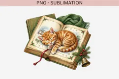Christmas bookish cat png design for T-shirts Product Image 2