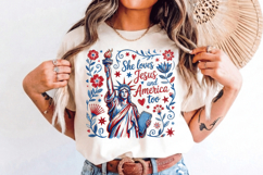 She loves Jesus and America too PNG T-Shirt|4th of July PNG Product Image 2