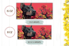 Doberman Mug Design, Flowers Mug, Doberman Dog PNG Product Image 2