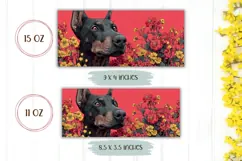 Doberman Mug Design, Flowers Mug, Doberman Dog PNG Product Image 2