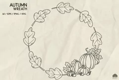 Autumn Pumpkin wreath SVG PNG EPS Product Image 2