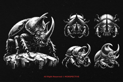 10 Bundle Dark Art Rhino Beetle Scarab Gothic Skull Horror Product Image 3